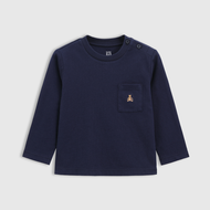 เสื้อยืดแขนยาวผ้าฝ้ายแท้ Gap สำหรับเด็กชายและเด็กหญิง ฤดูใบไม้ร่วง 2025 โลโก้หมีขนาดเล็ก 687266 เสื้