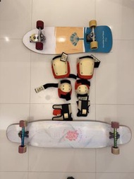 SmoothStar Surf Trainer + Longboard + Pads | Complete Skate Starter Set
