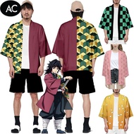 AC Demon Slayer Kamado Tanjiro Nezuko Tomioka Cosplay Daily Kimono Shirt 3/4 Sleeve Tops Shirt Haori