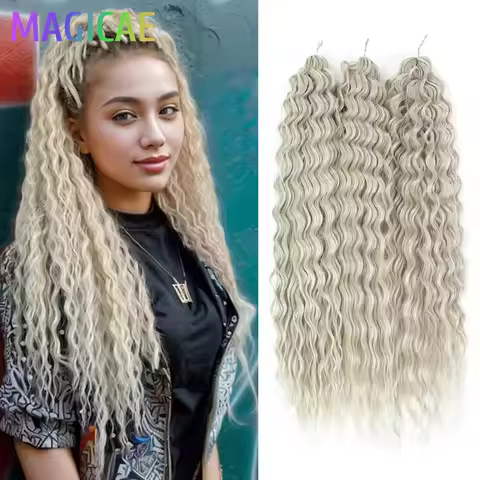 3Pcs 300Grams 22Inches Ariel Deep Water Twist Crochet Braids Curly Hair Piano Blond P12/16/613 Brown