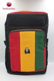 กระเป๋าเป้สะพายหลัง ราสต้า ทรงกล่อง สีเขียวเหลืองแดง ปักลายบ็อบ มาเล่ย์ แฟชั่นสไตล์เร็กเก้ ราสต้า ถูกใจสายเขียว Backpack Northernthai