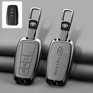 PuraAutoRepair Zinc Alloy Leather Car Smart Key Case Cover Keychain For Toyota Corolla Cross Altis C