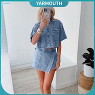 YYR_ Women Denim Two-piece Set Classic Color Women Outfit Women’s 2-piece Denim Set Summer Outfit – 