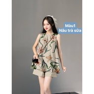 Bộ nữ đùi sát nách hoạ tiết trẻ trung xinh xắn HD STORE D21