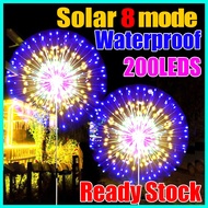 200LEDS 8 Modes Solar Fireworks Light Fairy Lights for Outdoor Waterproof Garden Lawn Christmas