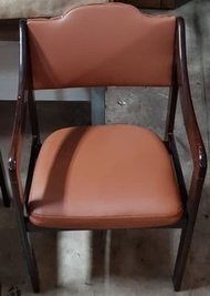 二手．實木．皮革餐椅-座高40cm