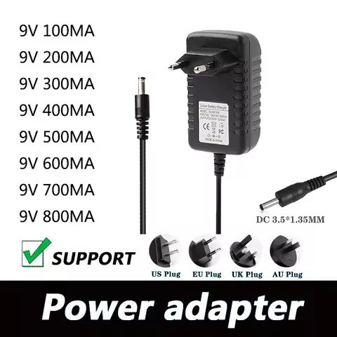 AC 100-240V DC 9V 100MA 200MA 300MA 400MA 500MA 600MA 700MA 800MA 900MA 1A Power Adapter DC 3.5*1.35
