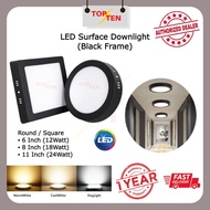 Led Surface Downlight 12W 18W 24W Black Frame For Concrete Ceiling House/Restaurant/Office Ceiling L