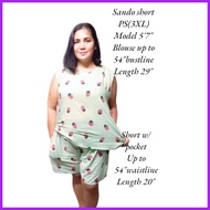 ๑ 3XL 4XL CHALLIS PLUS SIZE Terno Sando Short w/ Side Pocket | Sleeveless Terno Pambahay | XXL Ch