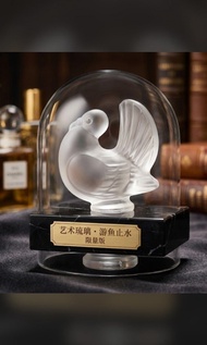 Lalique 萊儷風格 磨砂藝術琉璃/水晶「游魚止水」擺件