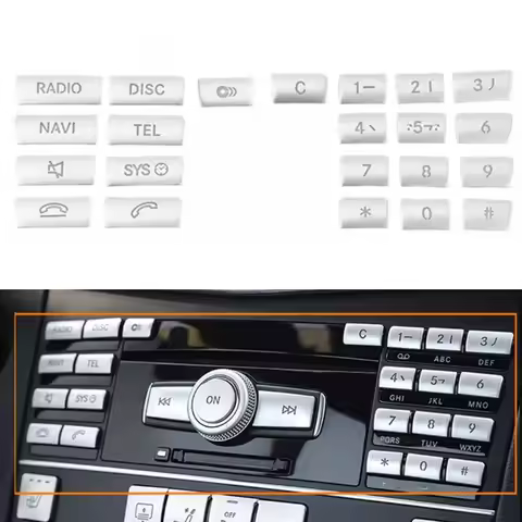 Car Console CD Numbers Radio Switch Cover Trim RADIO NAVI DISC TEL SYS Key Stickers Button Trim Cove
