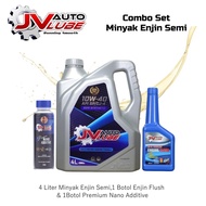 [Combo Deal] JV Auto Lube Set 10W-40 Semi (4 Liter) + Engine Flush (1 Bottle) + Premium Nano Additiv