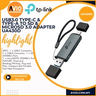 TP-LINK Tplink OTG USB3.0 Type C & Type A to SD & microSD 3.0 Card Reader Adapter 5Gbps 4K 8K UA430D