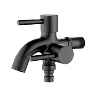 Black Faucet - 2 Way Multifunctional Water Faucets Double Bibcock Wall Mounted Faucet Basin Tap Wash