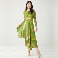 Womens Fashion Temperament Elegant Printed Irregular Pleated Dress