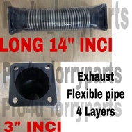 LORRY Exhaust Flexible Pipe 4Layer 3"INCI X 14"INCI For Truck NISSN UD PKD211 PKC311 CW520 RF9 RE9 G