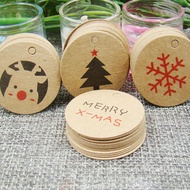 3*3cm circle 50pcs +50string kraft /white christmas paper gift hang tag for christmas favors/baby toy display package