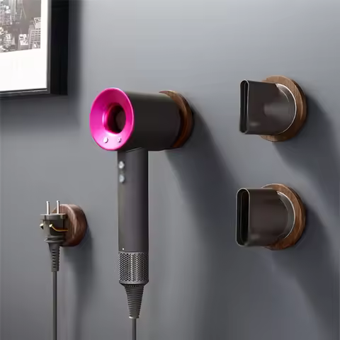 Wall Mounted Copper Wood Hair Dryer Storage Rack Fit for Dyson Supersonic Hair Dryer Bathroom Hair D