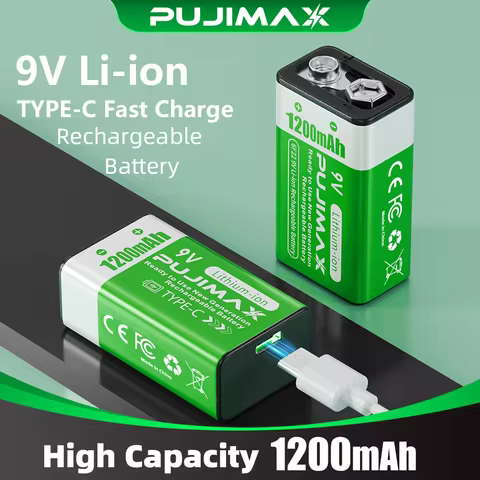 PUJIMAX 2/4/8pcs 9V Rechargeable Lithium Battery - Type-C Port Charging - Suitable for Electronic Ga
