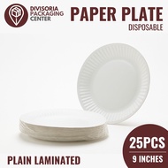 Disposable Paper Plate 9" – Laminated White or Silver Spiral | Party, Events, Catering (Per Pack)