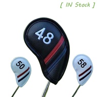[ IN STOCK ] Golf Wedge Cover, PU Leather 48 50 52 54 Degree Sand Wedge Headcover, Black/White Angle