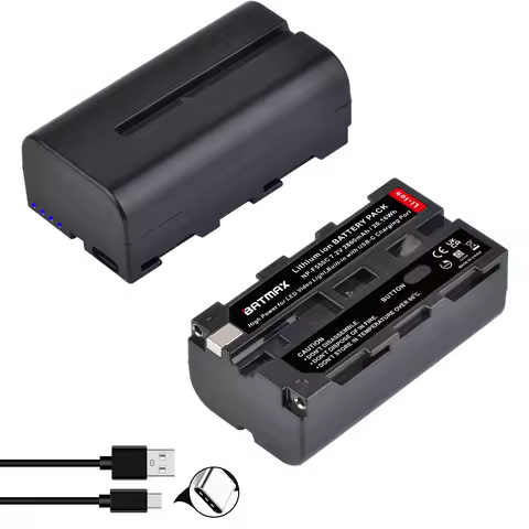 2800mAh Built-in USB-C Charging Port Battery for NP-F330 NP-F530 NP F550 NP-F570 NP-F750 LED Video L