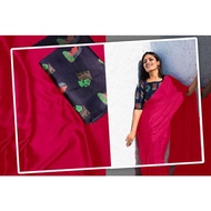 FASHION SATIN SILK SAREE WITH KALAMKARI BLOUSE