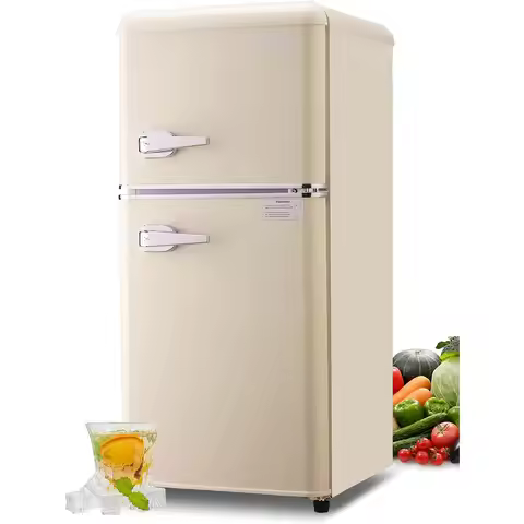 KRIB BLING 3.2 Cu.ft Compact Refrigerator, Mini Fridge with Freezer, Retro Design Small Drink Chille