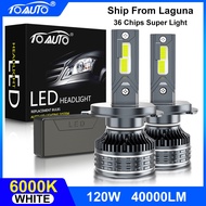 TOAUTO 2PCS 120W 40000LM Car LED Headlight 36 Chips H1/H3/H4/H7/H11/HB3 Canbus Turbo Fog Lamp 6000K