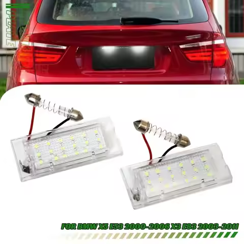 2Pcs For BMW X5 E53 2000-2006 X3 E83 2003-2010 White LED Number License Plate Light Lamps