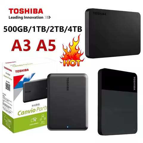 A3 A5 HDTB410YK3AA Canvio Basics For Toshiba 500GB 1TB 2TB Portable External Hard Drive USB 3.0, Bla