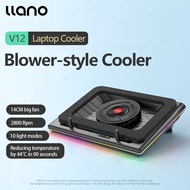 llano V12 Powerful Turbo-Fan RGB Laptop Cooler Blower-style Cooling Pad with Infinitely Variable Speed 3 USB ports for laptop 【Reduces 44C° for laptops in 90 Seconds】