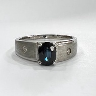 藍寶石鑽石戒指 天然剛玉 1.09克拉 南非鑽石 K金戒指