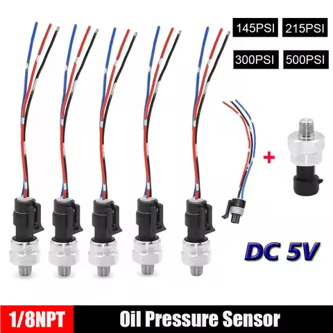 145Psi / 215Psi/ 300Psi/500Psi Oil Pressure Transducer Transmitter Sensor Stainless Steel 1/8 NPT Fu