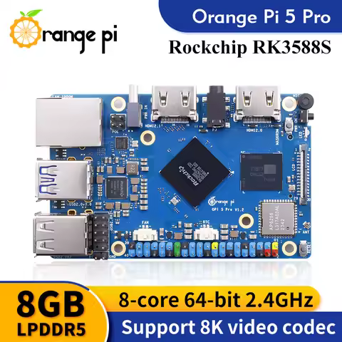 Orange Pi 5 Pro Single Board Computer 8GB Ram RK3588S LPDDR5 Wifi5.0-BT5 Development Board M2.0 Supp