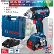 Bosch 18V GDS 18V-400 Brushless 1/2" High Torque Impact Wrench 400NM With 5.0AH Battery