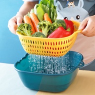 2PCS Kitchen Basin Drain Basket Besen Dapur Alat Tapis Sayur Kitchen Strainer Bucket Besen Petak Plastik Dengan Penapis