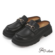 FM SHOES Horsebit Platform Mules Black