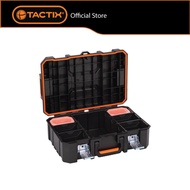 TACTIX Top Tool Box with Bins | Heavy Duty Modular Tool Storage | Weatherproof Toolbox (Stackable)