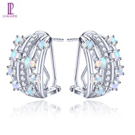 Lohaspie Jewelry Real 1.2 Carats Silver 925 Opal Stone Original Clip Earrings Natural Opal Clip Earr