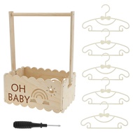 Baby Crate Basket with Handle Practical Infant Storage Crate with Hangers Baby Closet Crate for Clot
