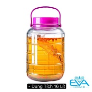 Bình Ngâm Thủy Tinh Quai Xách Nắp Tím 16 Lít – QX16L KD228