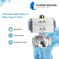 Actuator Ball Valve 3 Way Type T Port Single Acting Size 3/ 4 Inch