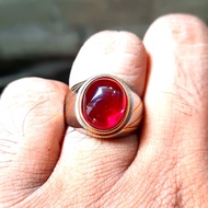 Cincin Batu Akik Merah Siam Rose Asli Bangkok Top Kristal Super Mewah