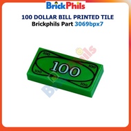 Brickphils Printed Tile 100 Dollar Bill (1x2 size) 1 piece