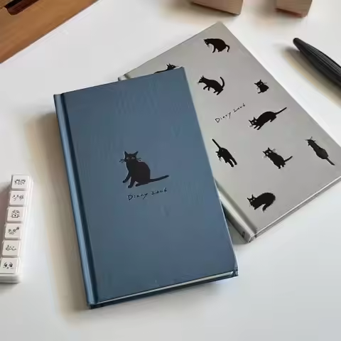 Cartoon Kitten Illustration B5 Notebook Hard Shell To Do List 2026 Schedule Book Notepad Students