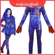 Durable Evie Cosplay Costume from Descendants 3 with Full Body Blue Jumpsuit