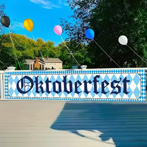 1pc, 2Dflat, German October Festival decoration, Munich Oktoberfest fence banner - for outdoor lawn 