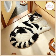 MR.MAT Diatomite Floor Mat 3D Cat Motif Premium Cat Rug Thick Anti-Slip Home Mat Bathroom Mat
