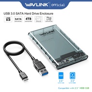 Wavlink 2.5" USB3.0 to SATA III External Hard Drive Enclosure, Optimized for 7mm/9.5mm 2.5 Inch HDD/SSD, Tool-Free, Support Max 4TB with UASP, Compatible with WD Seagate Samsung PS